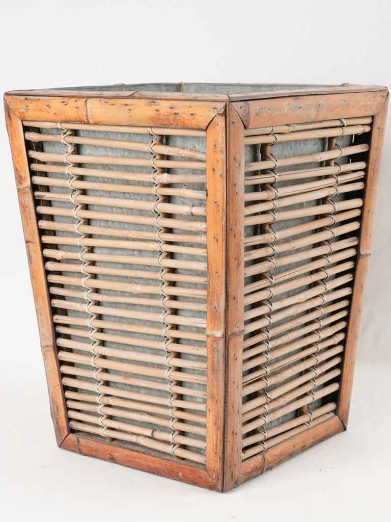 Vintage bamboo pot plant holder/cachepot 17¼"