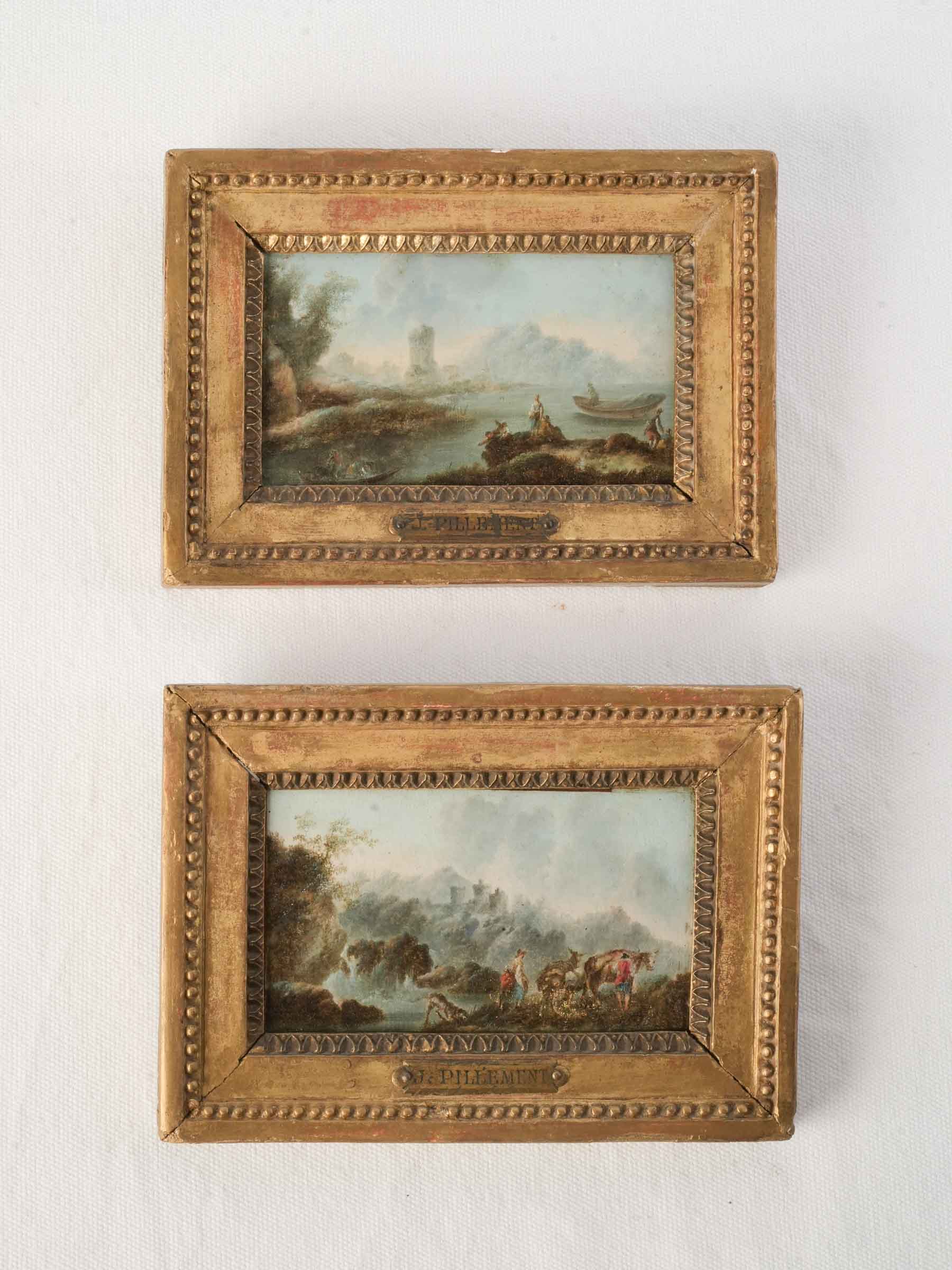 Pair of Exquisite Miniature Landscapes Attributed to Jean-Baptiste Pillement, 18th Century - 6¼" x 9"