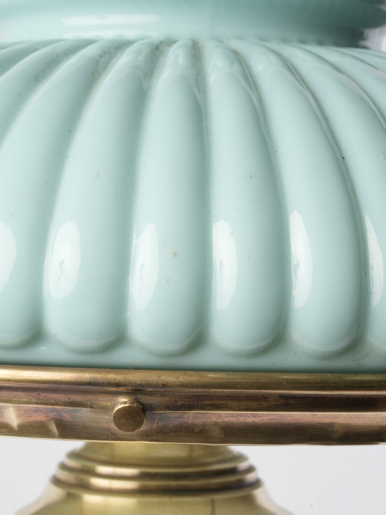 Celeste blue glass shade lamp