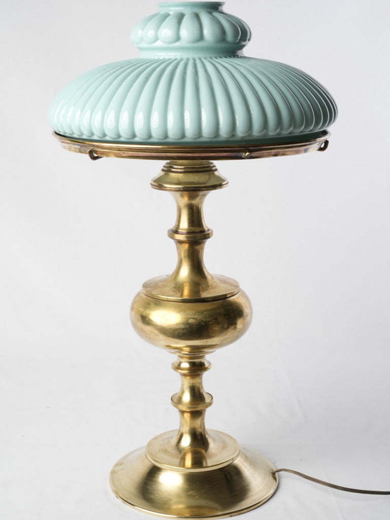 Luminous opaline and brass lamp
