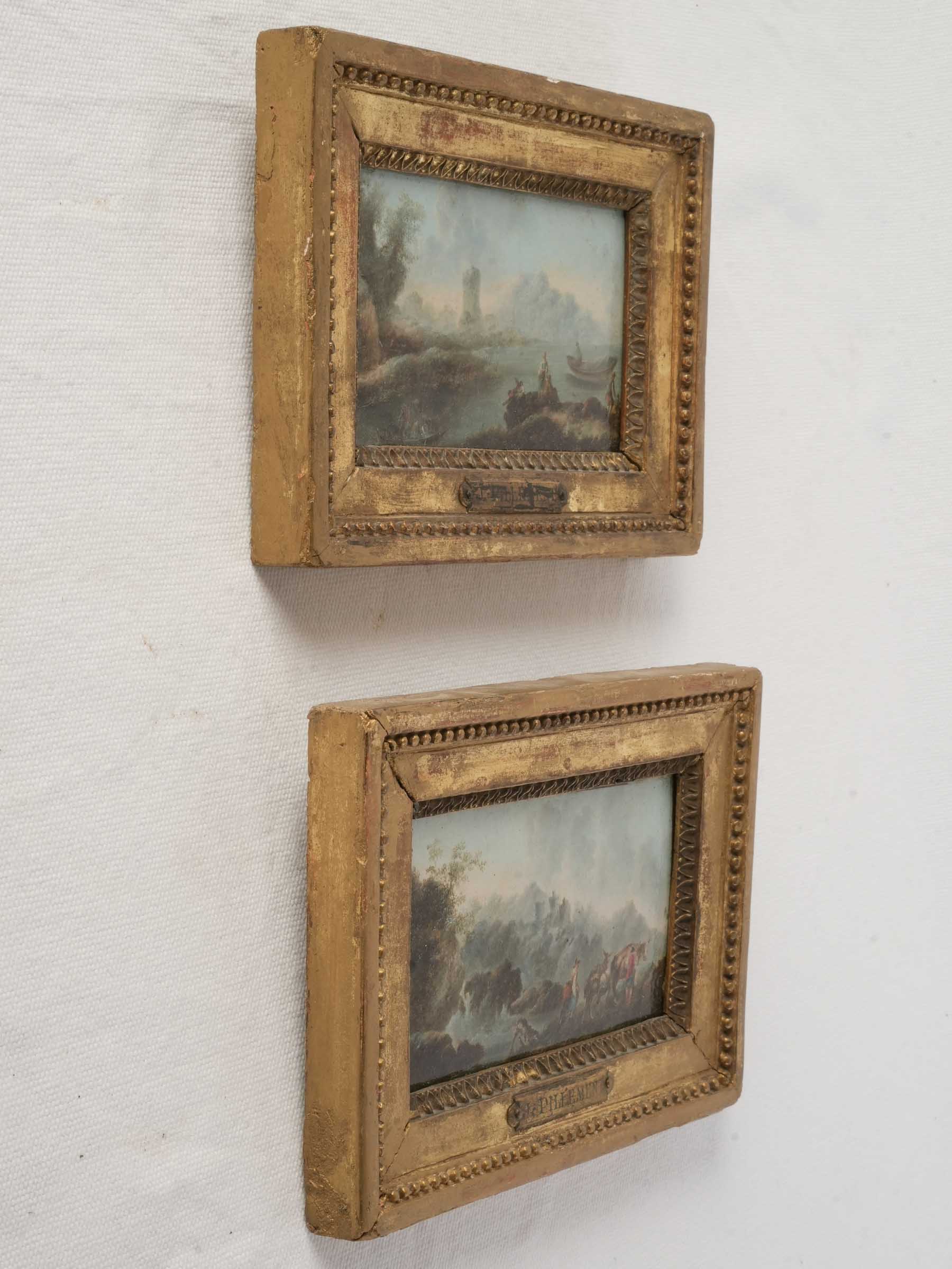 Pair of Exquisite Miniature Landscapes Attributed to Jean-Baptiste Pillement, 18th Century - 6¼" x 9"