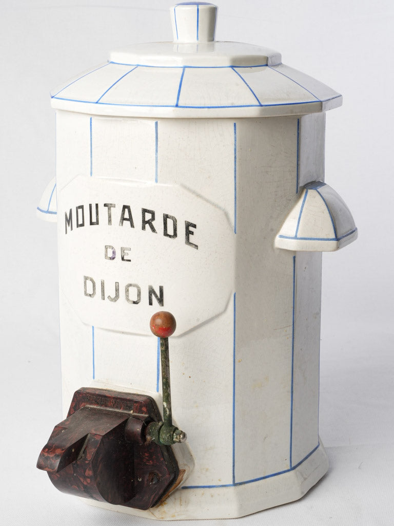 Antique glazed ceramic mustard dispenser  