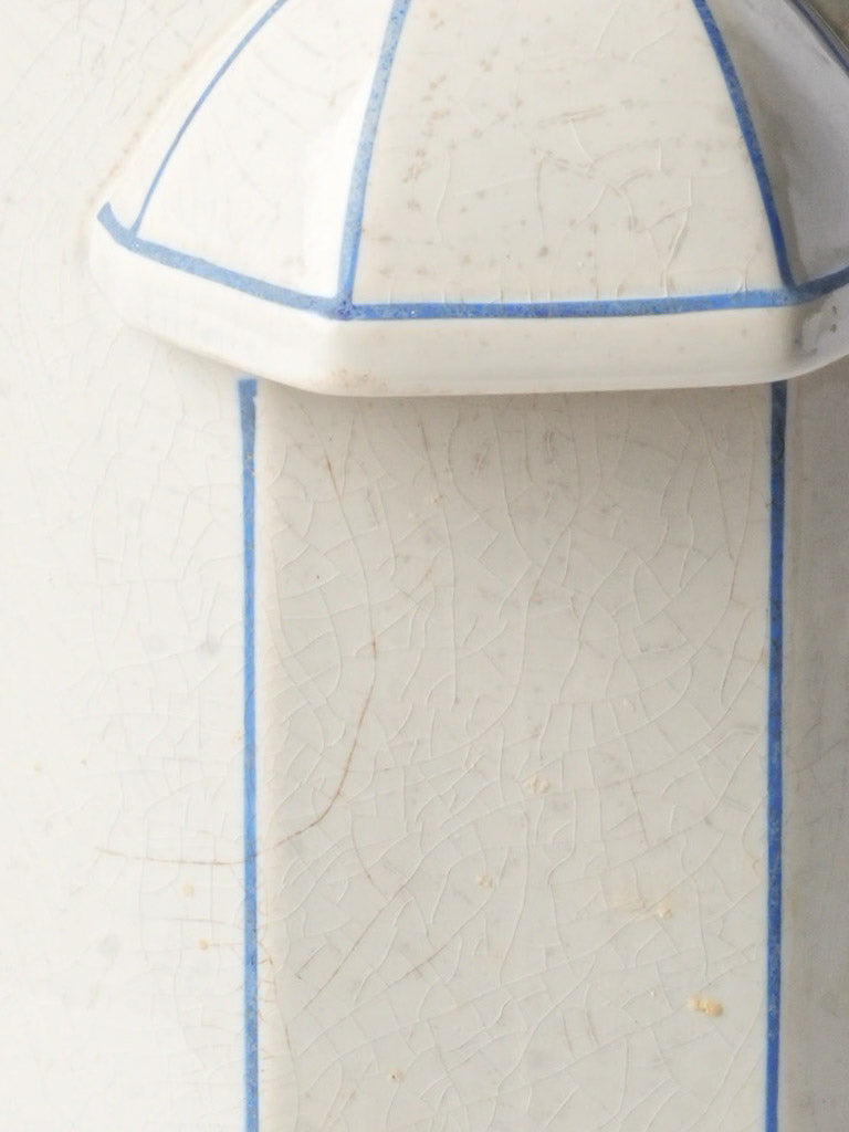 Crackled glaze mustard holder  