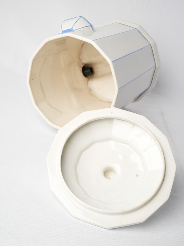 Faceted mustard container ceramic  