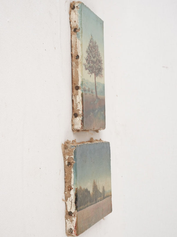 Two miniature landscape paintings Francois Lamy 1977 7" x 4¾"