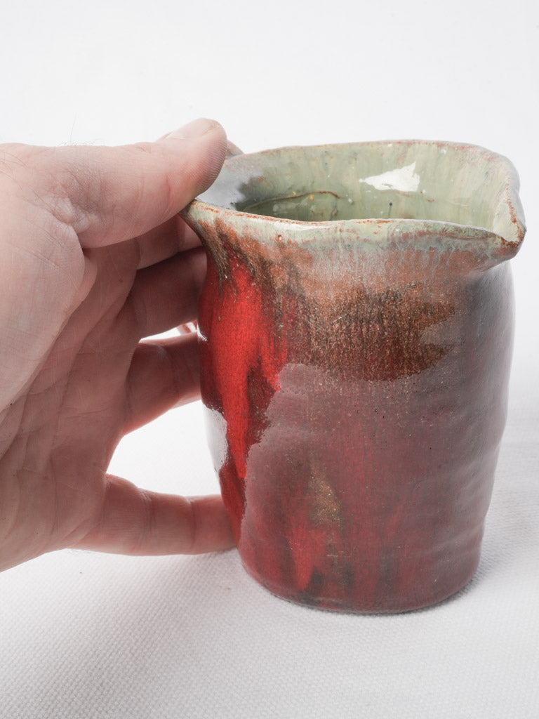 Cloutier Brothers Petite Ceramic Pitcher in Signature Red Glaze Circa 1960