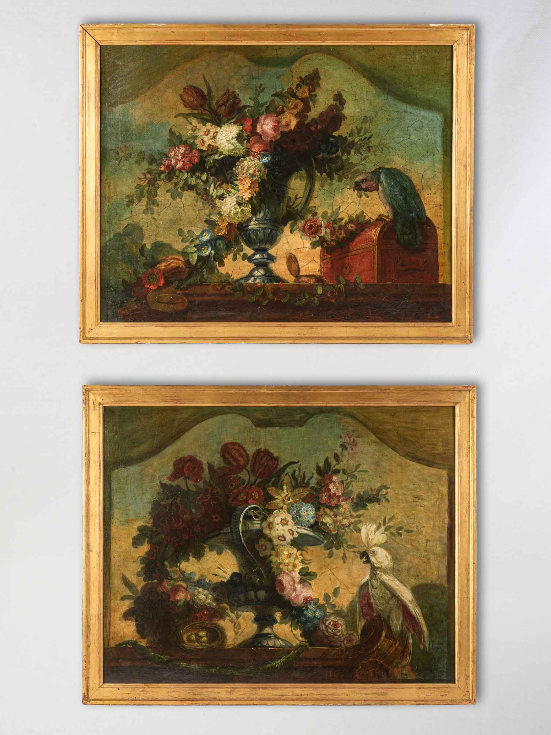 Elegant vintage canvas paintings pair  