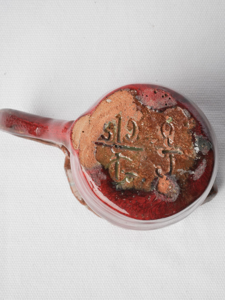 Cloutier Brothers Petite Ceramic Pitcher in Signature Red Glaze Circa 1960
