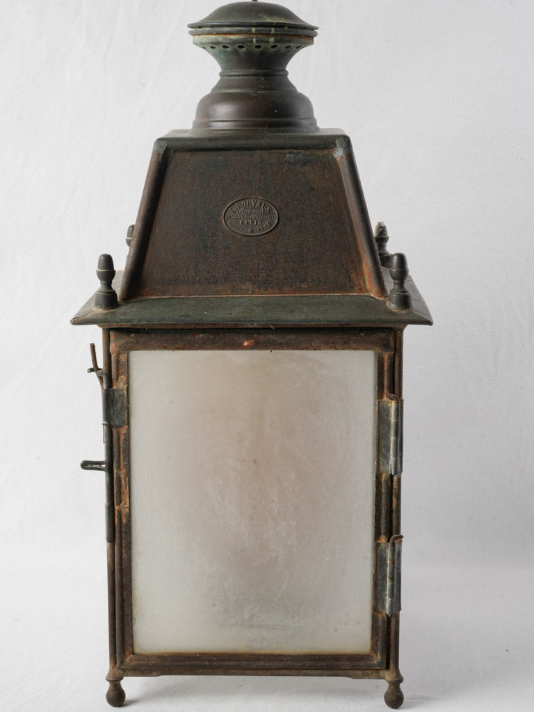 Vintage frosted glass lantern