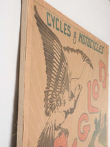 Huge Aiglon motrobike & bicycle advertising poster - 1904 - 50¾" x 39¾"