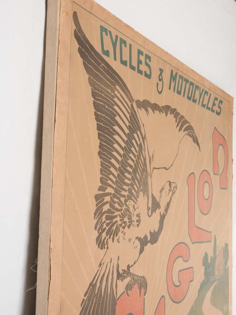 Huge Aiglon motrobike & bicycle advertising poster - 1904 - 50¾" x 39¾"