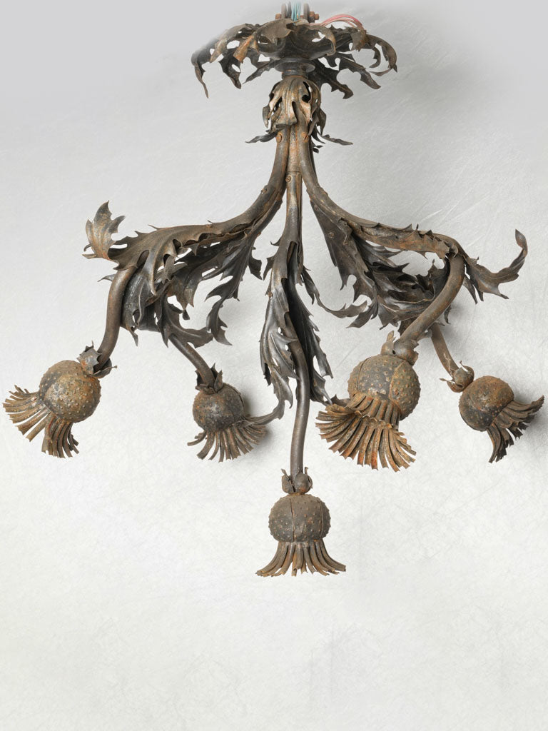 Rare, original wrought iron chandelier