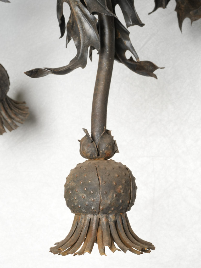 Unique, antique metal thistle chandelier