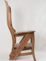 Vintage French wooden library step ladder / chair