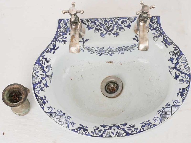 Provincial vintage blue bathroom basin