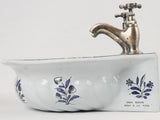 Vintage French blue and white hand basin 16½"