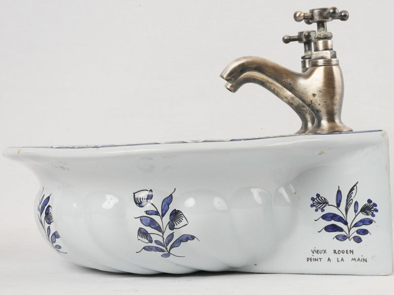 Artistic blue white ceramic sink