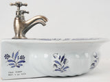 Vintage French blue and white hand basin 16½"