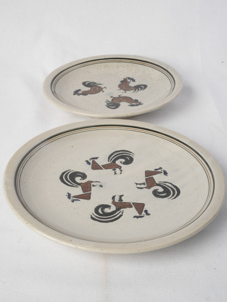 Mid-century rustic dessert plate set