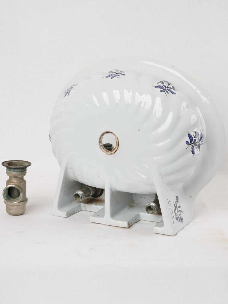 Vintage French blue and white hand basin 16½"