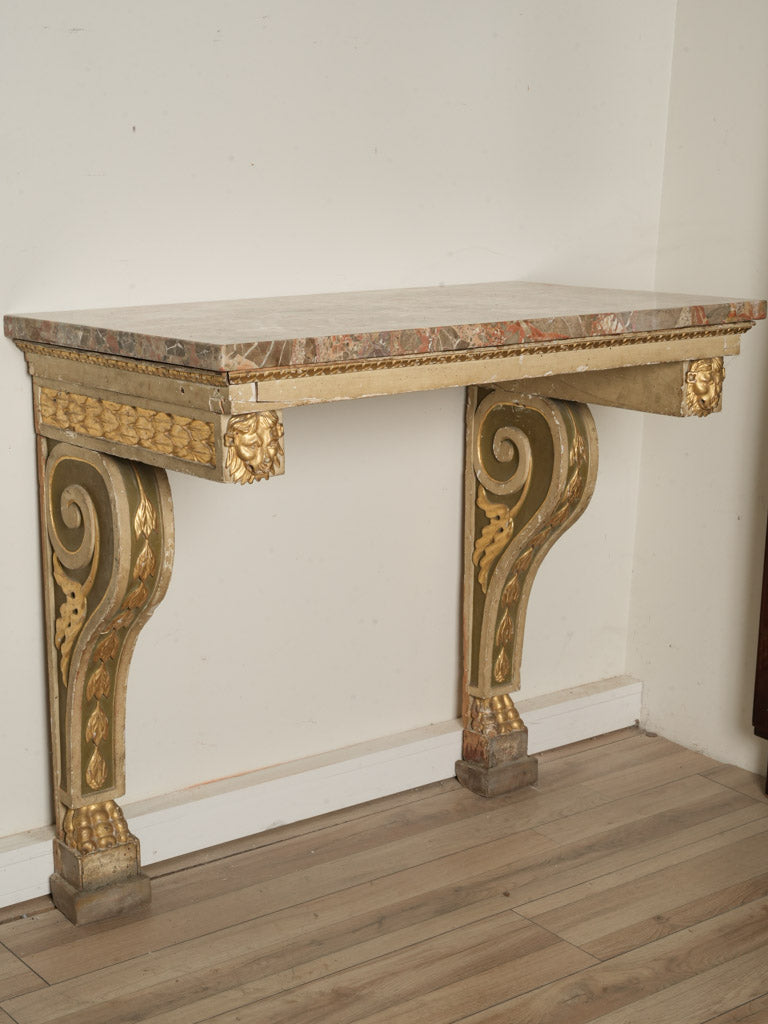 Ornate marble-top Neoclassical console table  