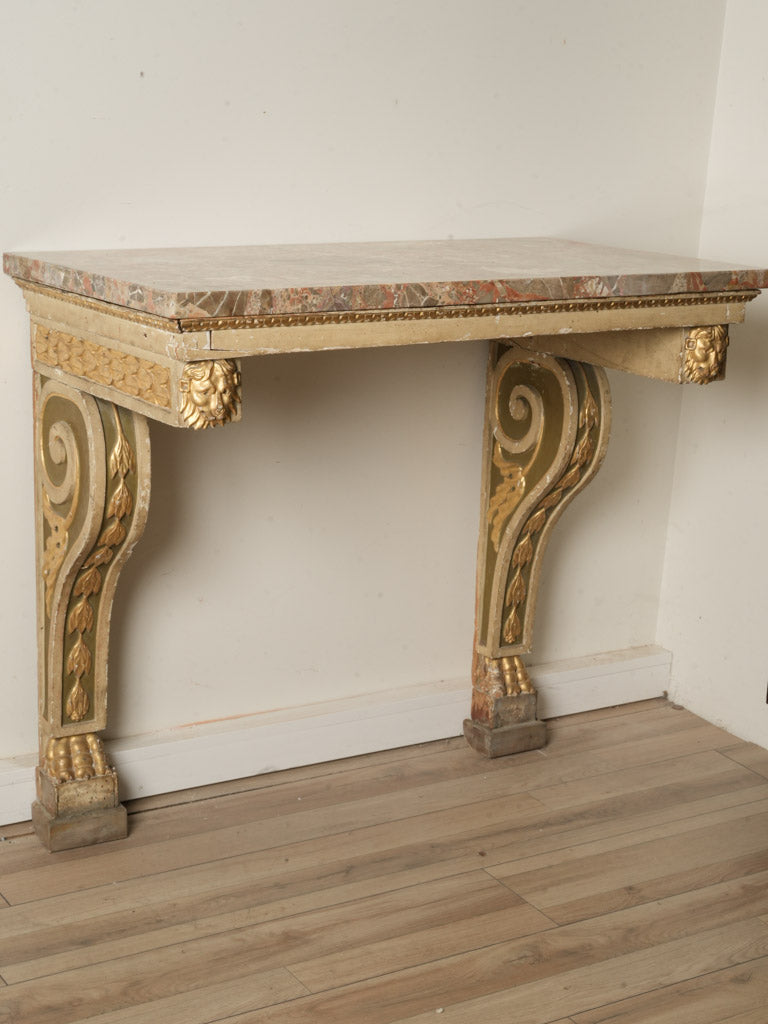 Vintage polychrome detailed hall table  
