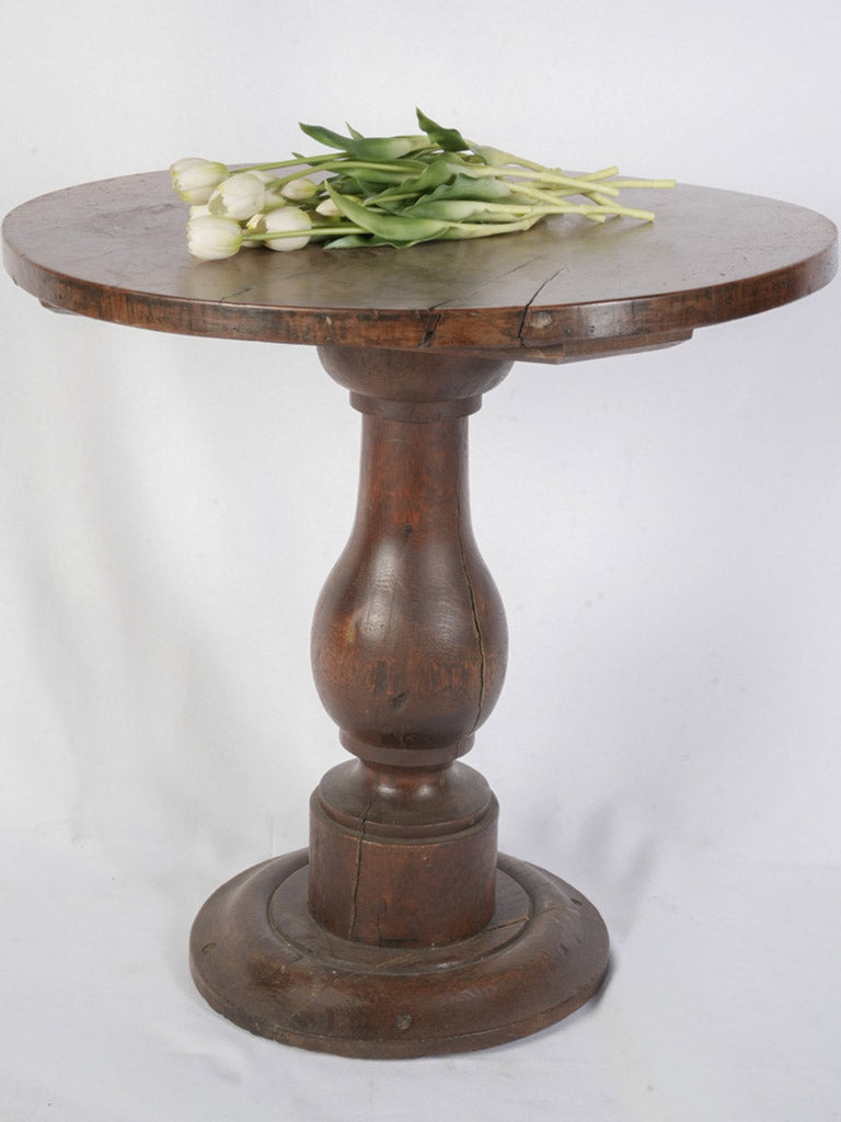 Timeworn oak round side table