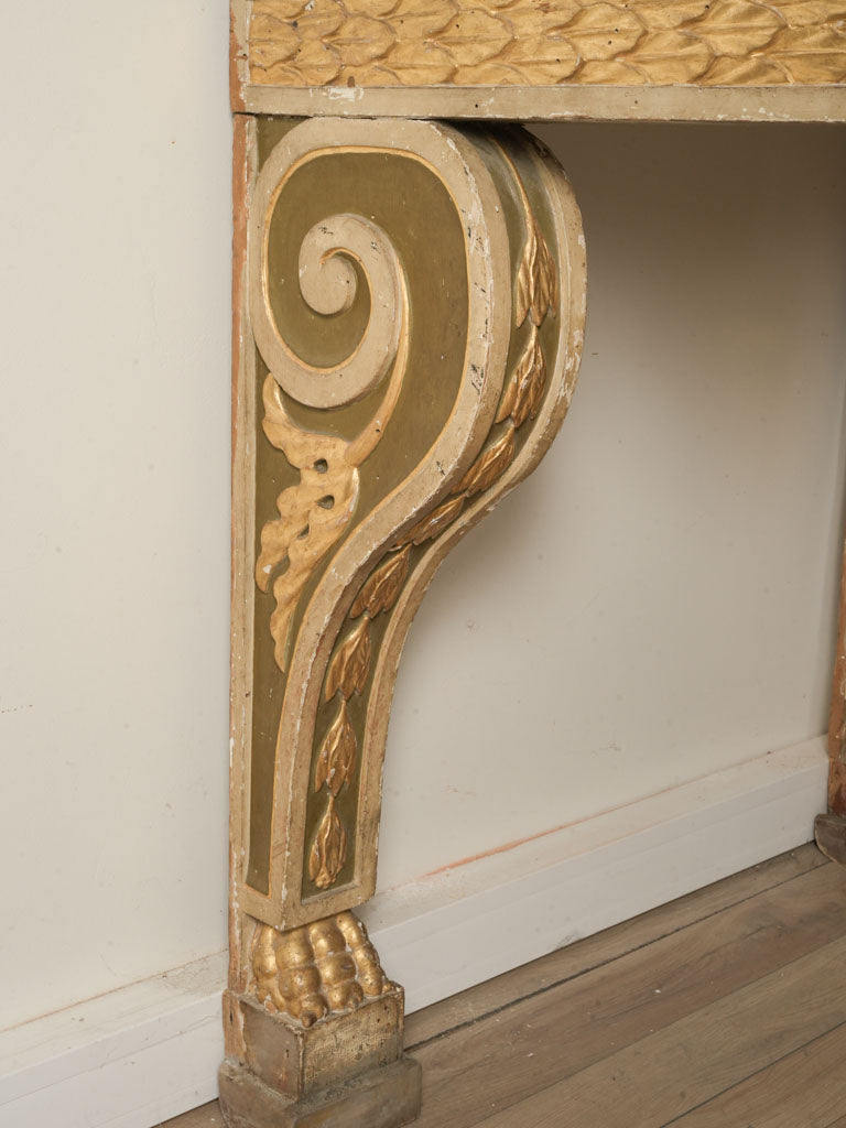 Timeworn grandeur marble top console  