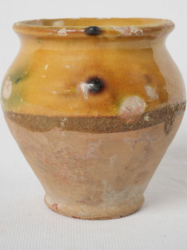 Charming antique yellow glazed honey pot