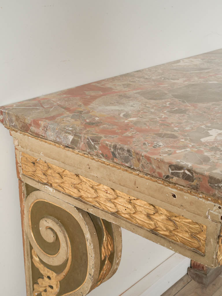 Richly colored rectangular marble table  