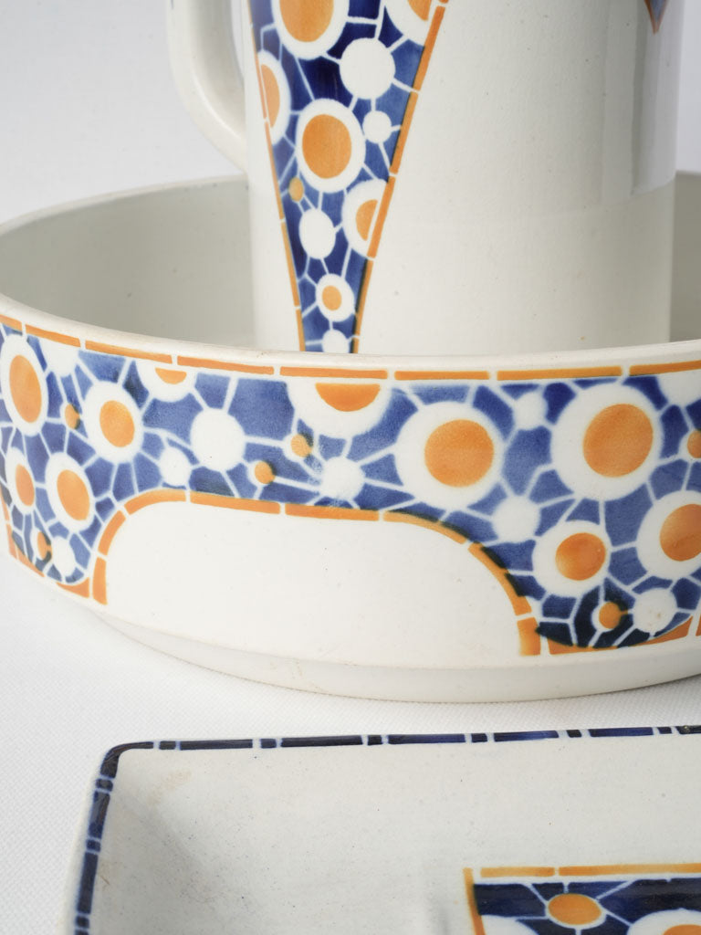 Earthenware cobalt blue wash set