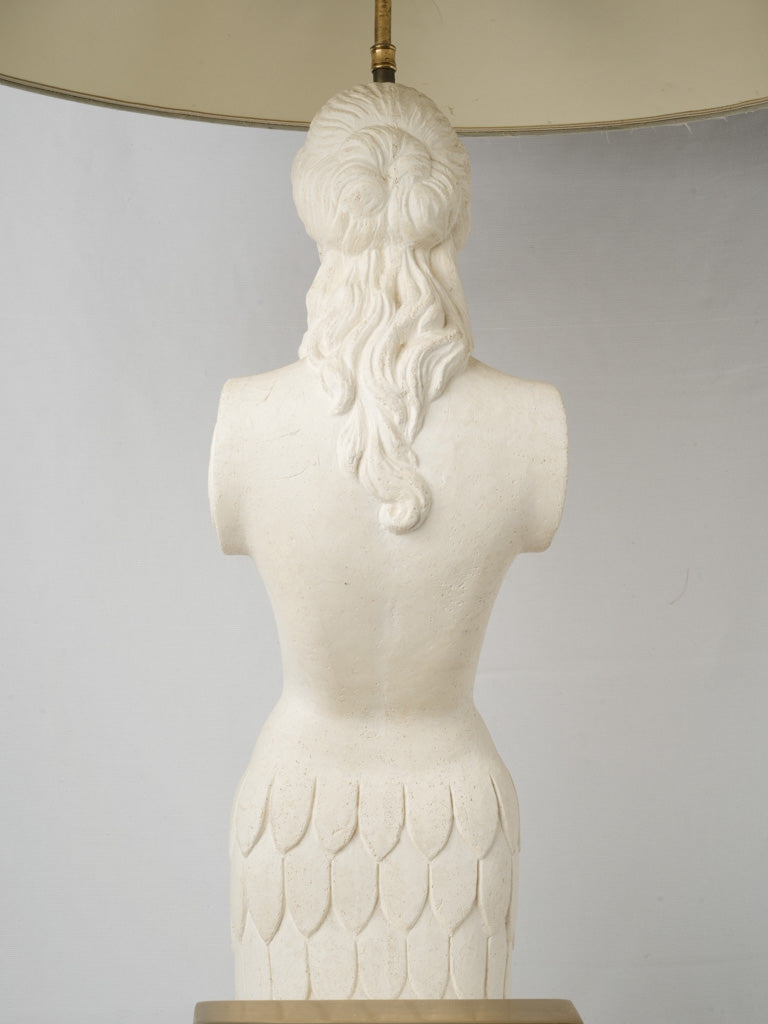 Enchanting French mermaid sculptural stone lamps