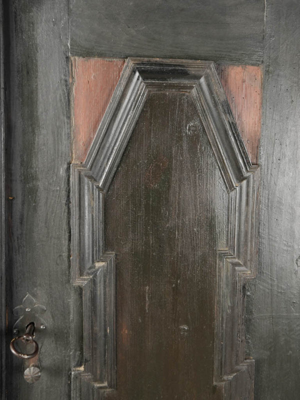 Vintage black-brown finished pine armoire