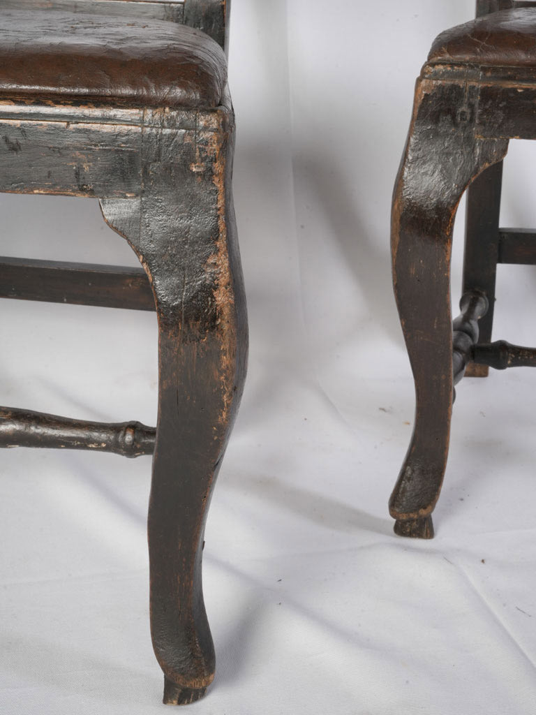 Pair Of Late 18th Century Swedish Gustavian Chairs W/ Original Leather - 37½"