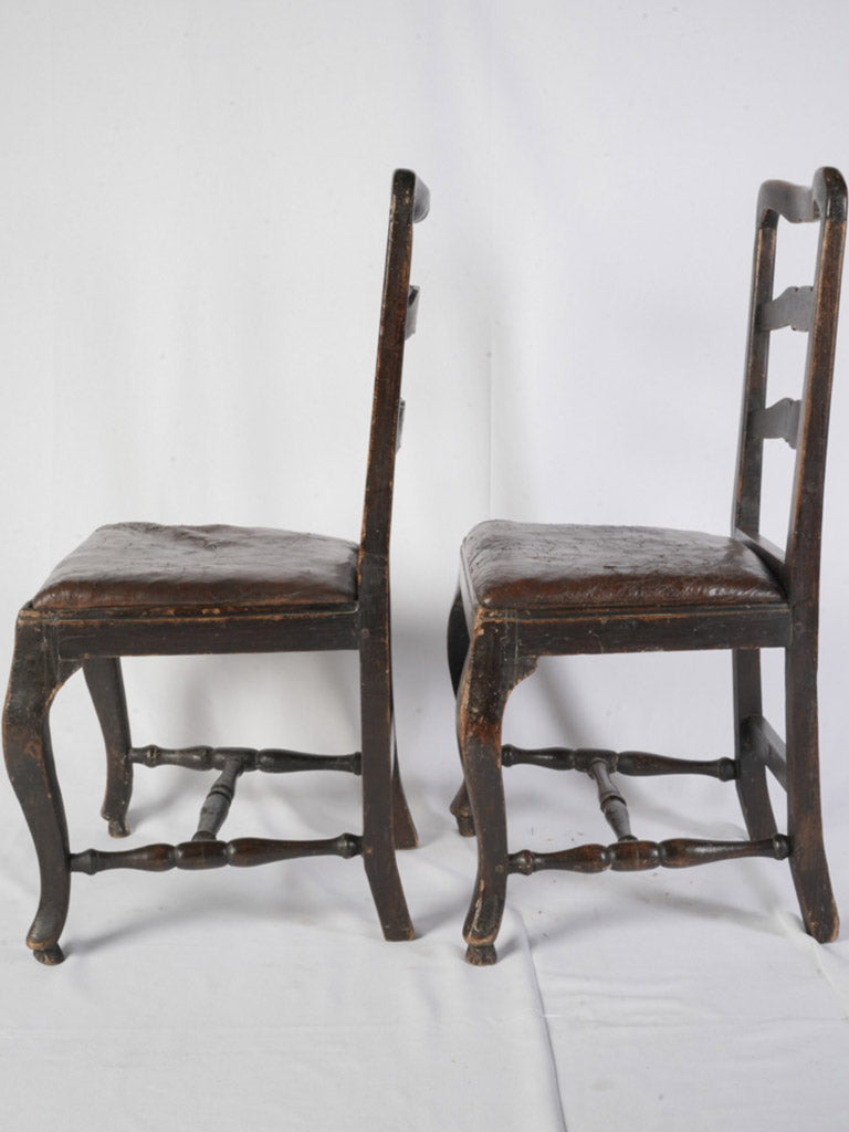 Pair Of Late 18th Century Swedish Gustavian Chairs W/ Original Leather - 37½"