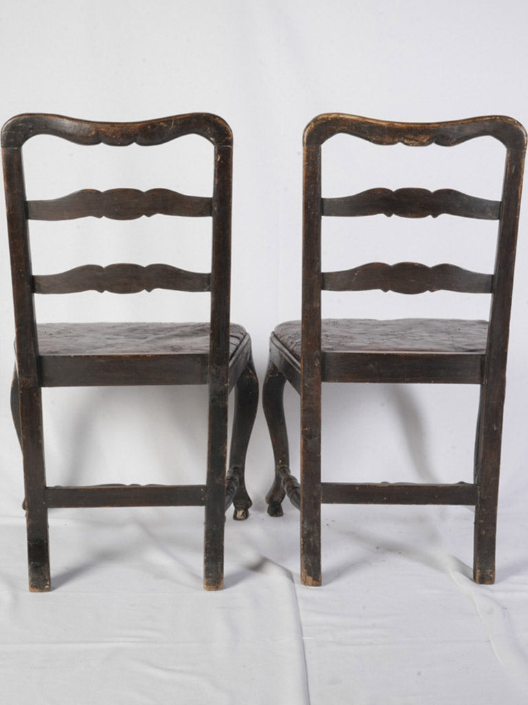Pair Of Late 18th Century Swedish Gustavian Chairs W/ Original Leather - 37½"