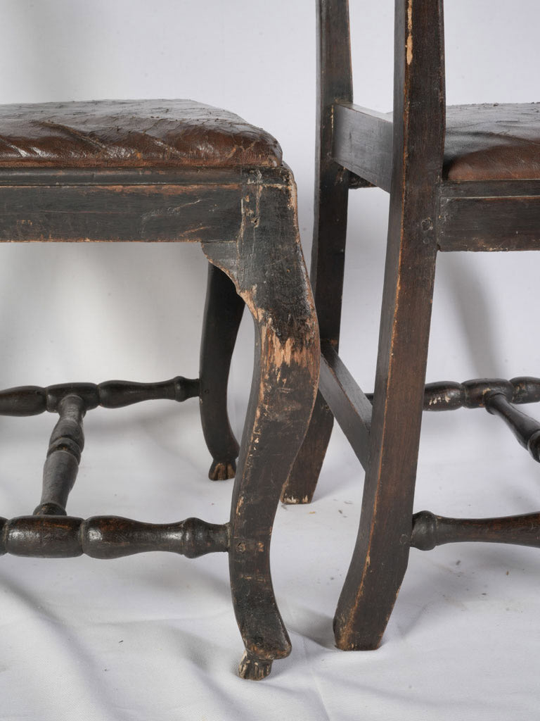 Pair Of Late 18th Century Swedish Gustavian Chairs W/ Original Leather - 37½"