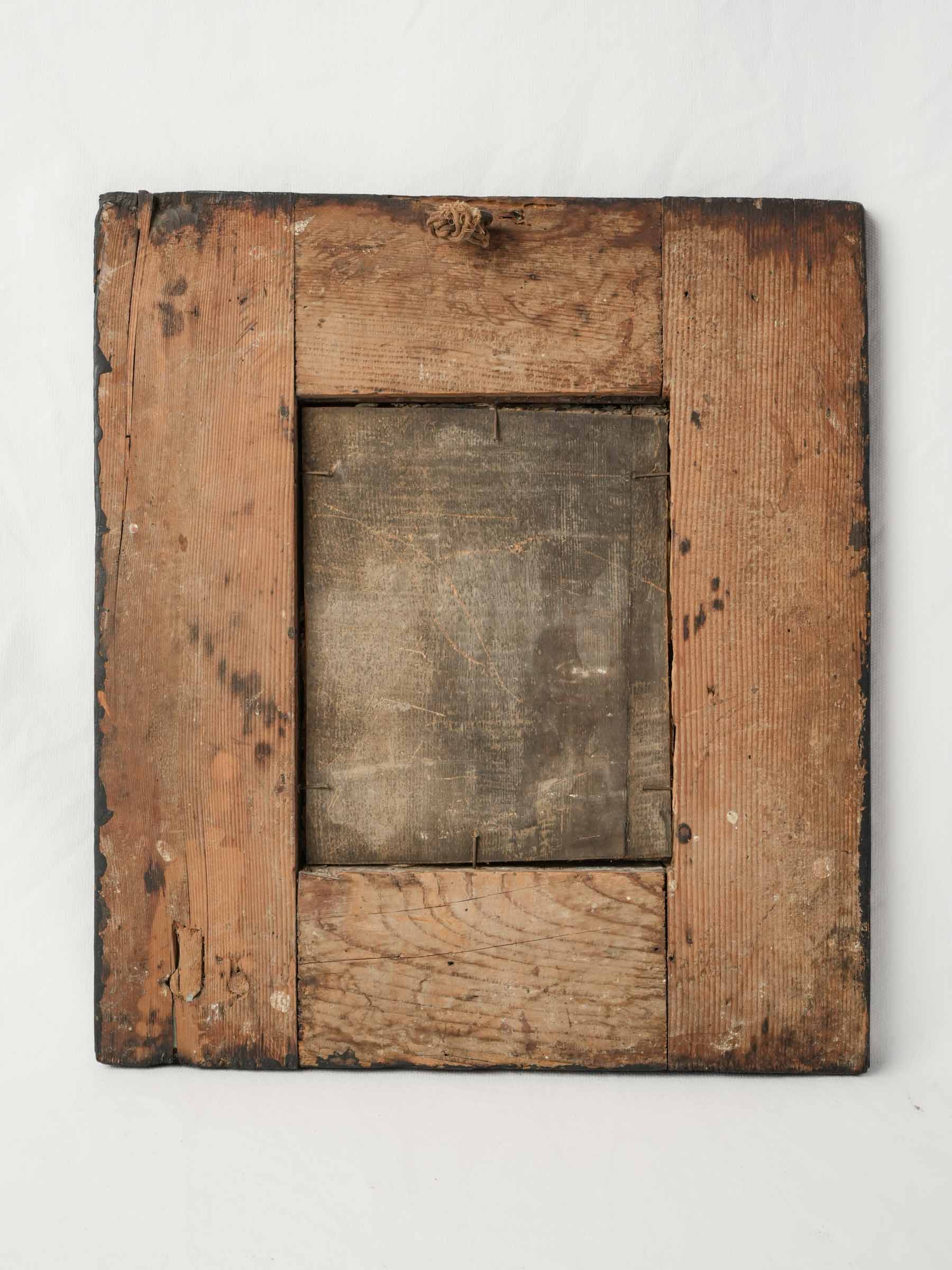 Small French Ebonized Guilloché Mirror w/ Foxed Mercury Glass, 17th Century - 17" x 15"