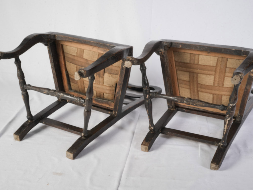 Pair Of Late 18th Century Swedish Gustavian Chairs W/ Original Leather - 37½"