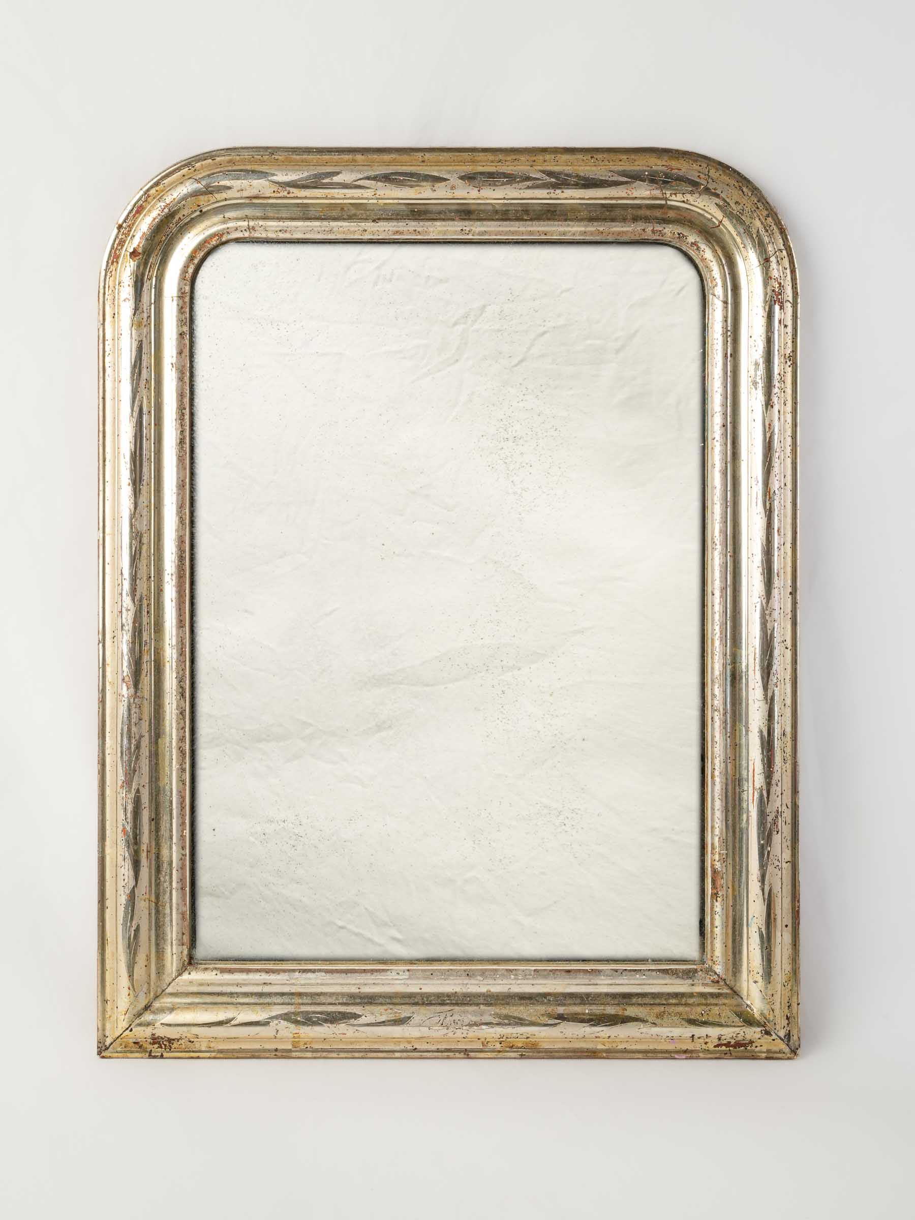 Small Louis Philippe Silver-Leaf Mirror w/ Delicately Speckled Mercury Glass - 26½" x 20"