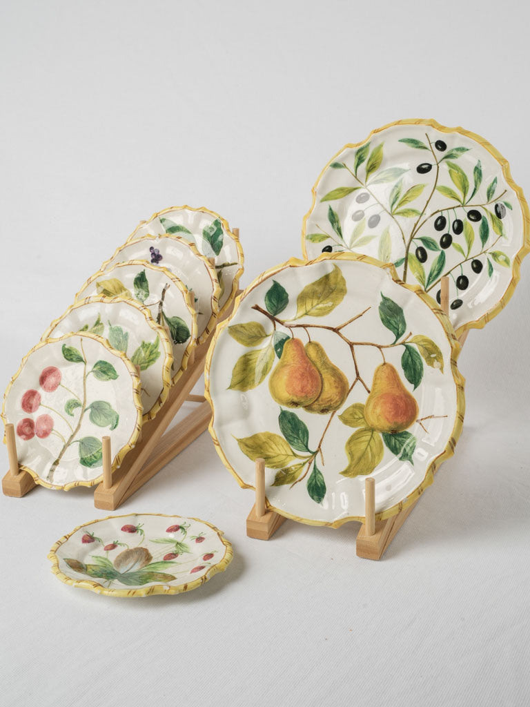 Vintage hand-painted Mediterranean fruit plates
