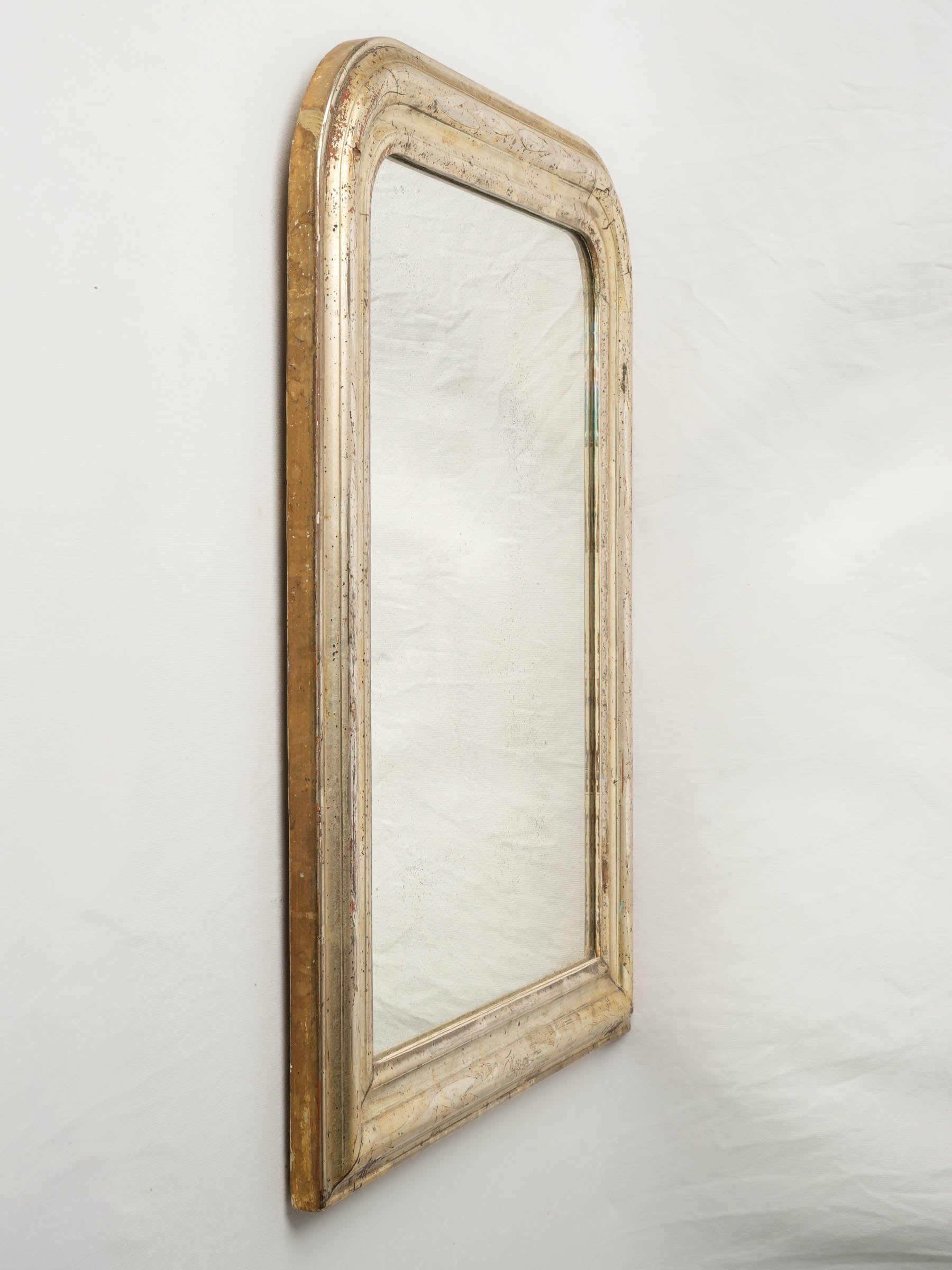 Small Louis Philippe Silver-Leaf Mirror w/ Delicately Speckled Mercury Glass - 26½" x 20"
