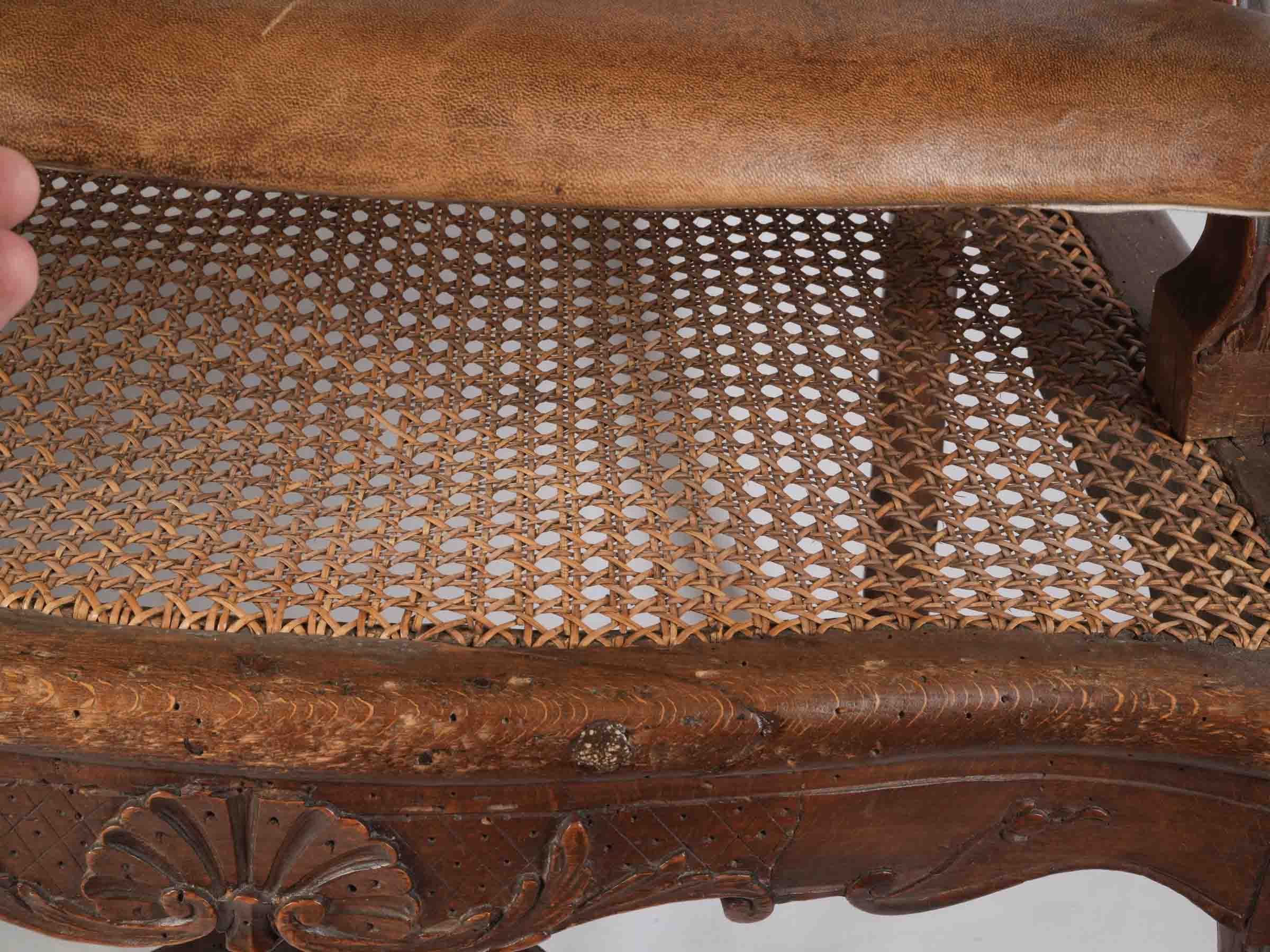 Near Pair of Early 18th Century Régence Caned Armchairs - 37¾" x  25½"