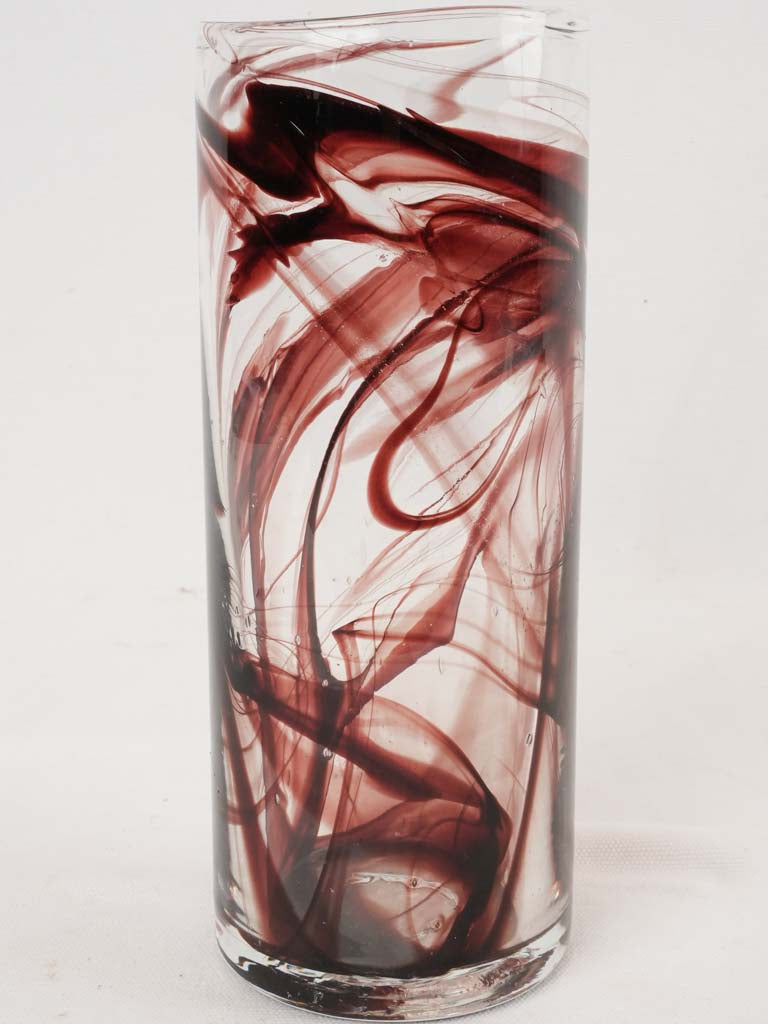 Red spiral glass vase - 1960s - 30¼"
