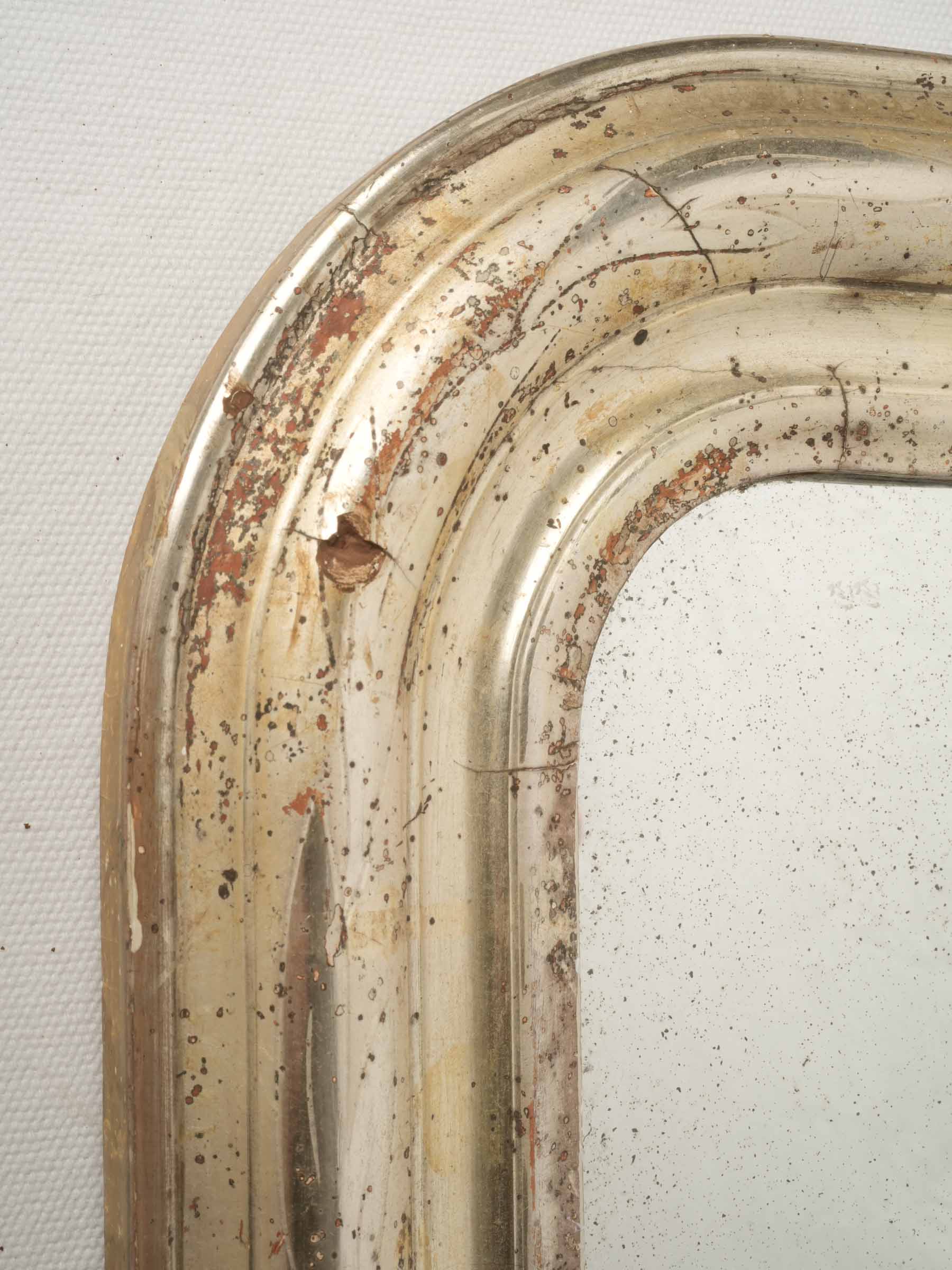 Small Louis Philippe Silver-Leaf Mirror w/ Delicately Speckled Mercury Glass - 26½" x 20"