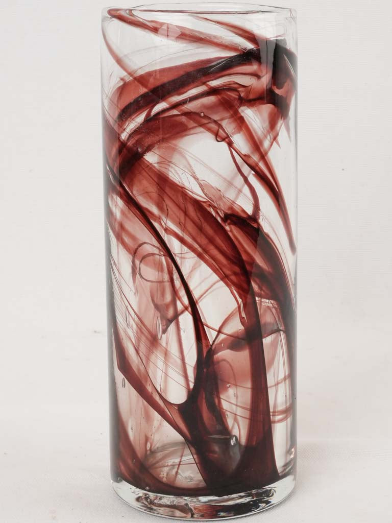 Vintage red spiral blown glass vase