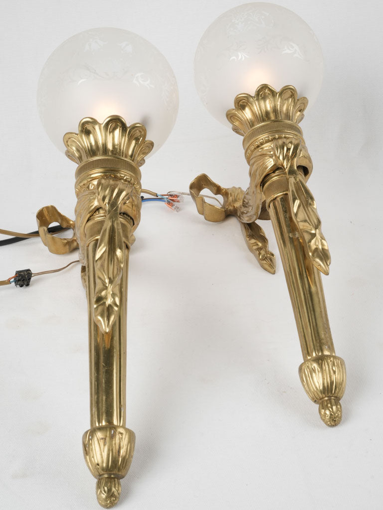 Elegant fluted torch bronze wall lights