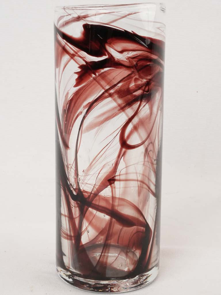 Red spiral glass vase - 1960s - 30¼"