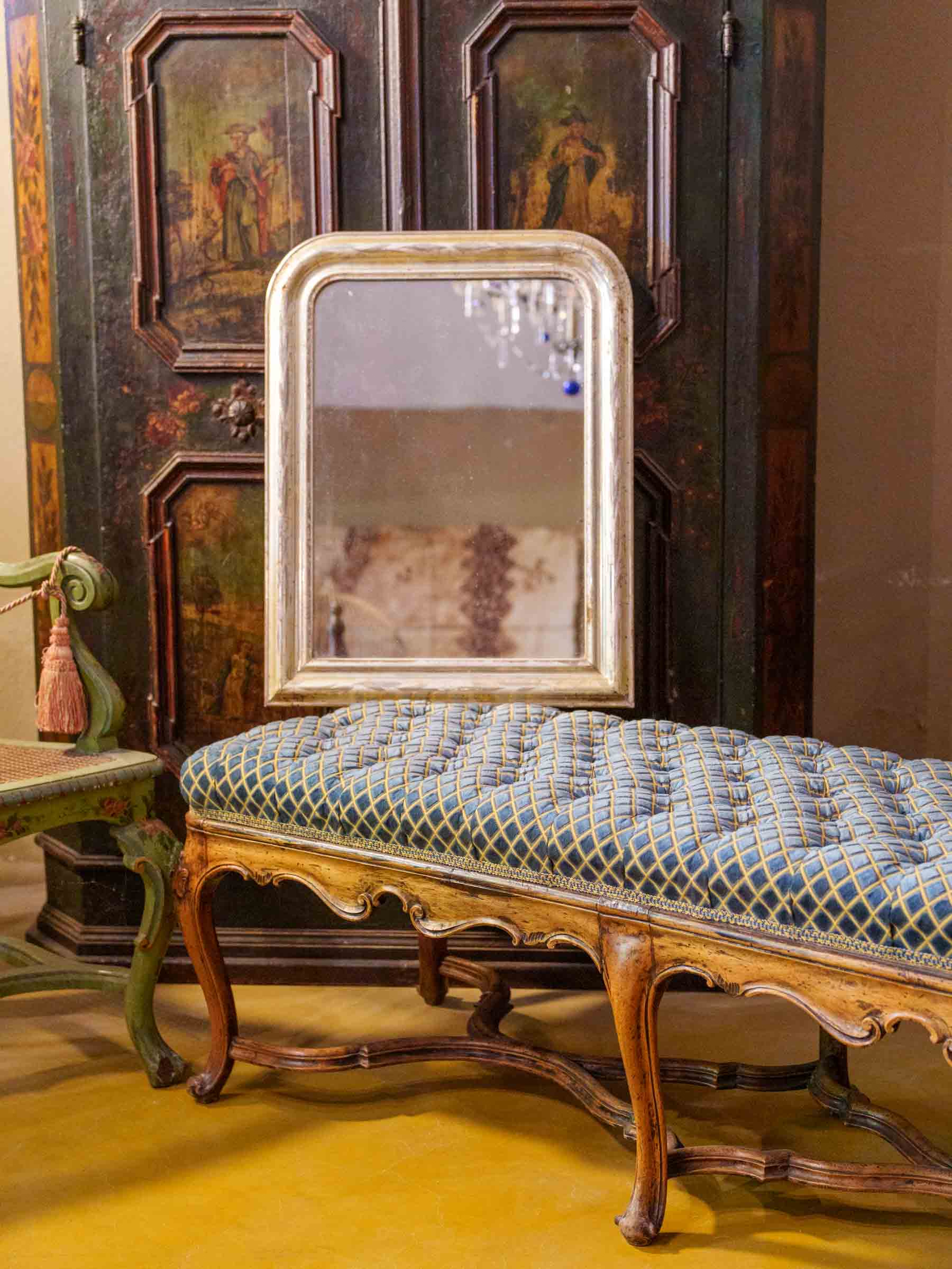 Small Louis Philippe Silver-Leaf Mirror w/ Delicately Speckled Mercury Glass - 26½" x 20"