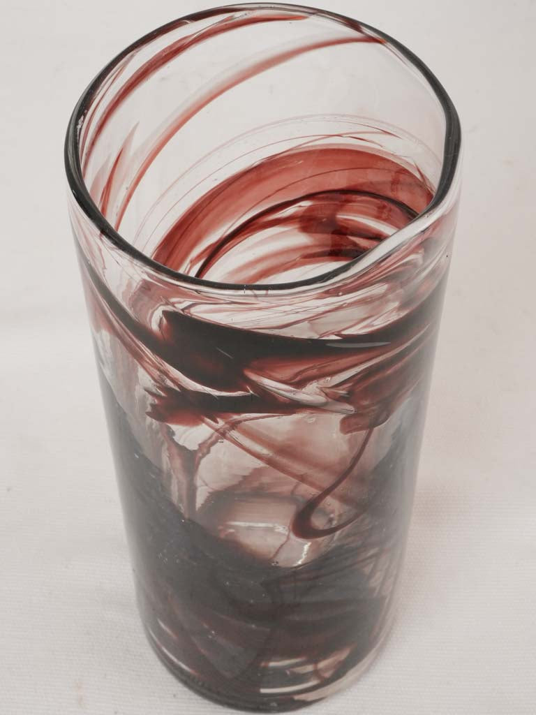 Red spiral glass vase - 1960s - 30¼"